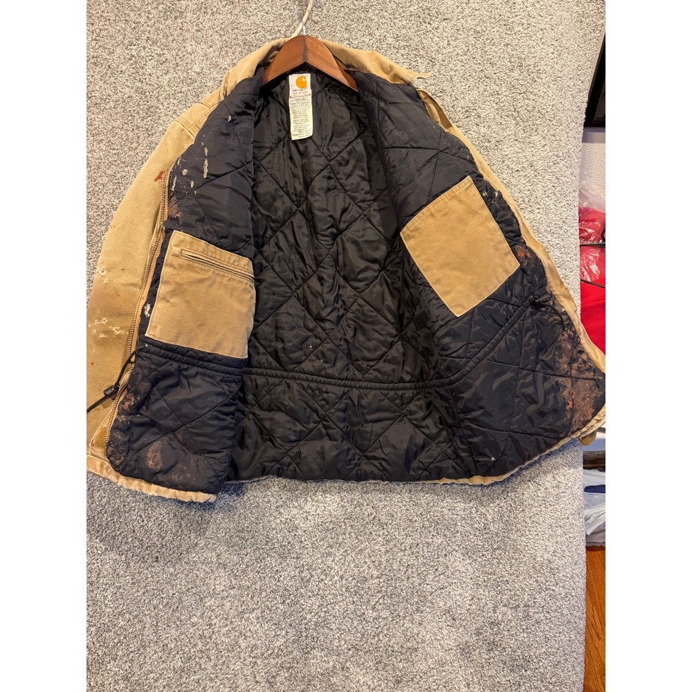 Carhartt Jacket Women Medium Brown WC026 CML Distressed Canvas Quilt Lined Coat* - Picture 11 of 16